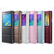 View Window Solid Color Leather Full Body Case Flip Cover for Samsung Galaxy Note 4 (Assorted Color)