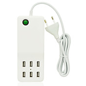 Universal 12A 6-Port USB Charger + Outlet EU Plug Socket Strip w/ Switch / Indicator(150cm/110~240V)