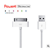 MFi Certified 30-Pin To USB Cable Charging Sync Data Flat White Cable for iPhone 4/4s (100cm)