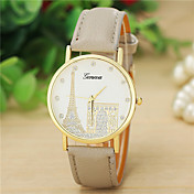 Women's Fashion Style Geneva Leather Band Quartz Analog Wrist Watch (Assorted Colors)