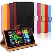 Solid Color Genuine Leather Full Body Case with Stand and Card Slot for Microsoft Lumia 640 (Assorted Colors)