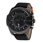 Men's Military Design Black Case Fabric Band Quartz Wrist Watch