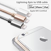 Assorted Colors Apple MFi Certified Lightning to USB Data Sync Charger Braid Cable for iphone 6/6plus/5s/5/ipad(100cm)