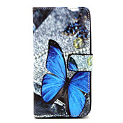 Blue Butterfly  Pattern PU Leather Case with Magnetic Snap and Card Slot for Wiko Rainbow