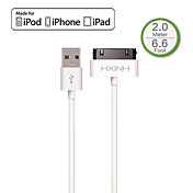 HXHIN MFi 30P to USB 2.0 Charger & SYNC cable, for iPhone3 3G 3GS 4 4s iPad 2 3 Nano 1 to 6, Touch 1 to 4, 200cm, White