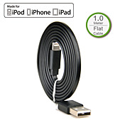 HXINH MFi Lightning to USB 2.0 Charger & SYNC Flat Noodle Cable, for iphone5 6,iPad Air,iPad mini, Nano 7, Touch 5 ,1M