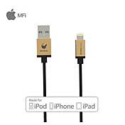 OLDSHARK MFI Certified Lightning Data Sync Charge Cable with Golden Aluminum Connector for iPhone 5/5s/6/6 Plus/iPad