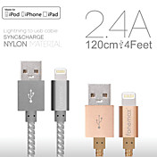 Fonemax® MFi Certified 8 Pin USB Sync Data/Charging Weave Fabric Cable for iPhone 5/5S/6/6 Plus/iPad/iPod (120cm)