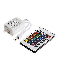 zdm 1pc dc 12v 24 clés led bande ir contrôleur à distance avec boîte de contrôleur pour 3528 5050 smd rgb led lumières de bande