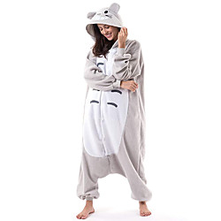 Adulte Pyjamas Kigurumi Chat Totoro Animal Combinaison de Pyjamas polaire Gris Cosplay Pour Homme et Femme Pyjamas Animale Dessin animé Fête / Célébration Les costumes