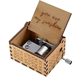 Boîte à musique You are My Sunshine 1 pcs Cadeau Musique et Lumière Vintage Gravé au laser En bois P