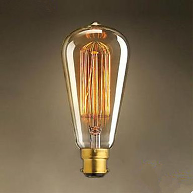 Vintage Edison Retro Light Bulb ST64 Teardrop Filament B22~ E27 40~ 60W Dimmable 