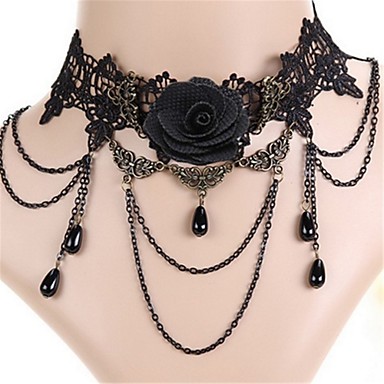 [$4.87] Pendant Necklace Tattoo Choker Necklace Lolita Jewelry Gothic Style  Punk Fashion Pendant Gothic Lolita Lace For Black Cosplay Women's Girls' 