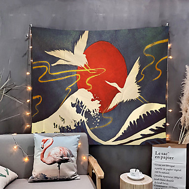 Japanese Ukiyo-e Decor Tapestry TV Backdrop Wall Blankets A,95 * 73cm Crane Art Wall Hanging for Bedroom Living Room College Dorm