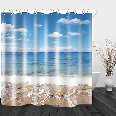 Abstract Beach African Girl Waterproof Fabric Shower Curtain Set Bathroom Hooks 