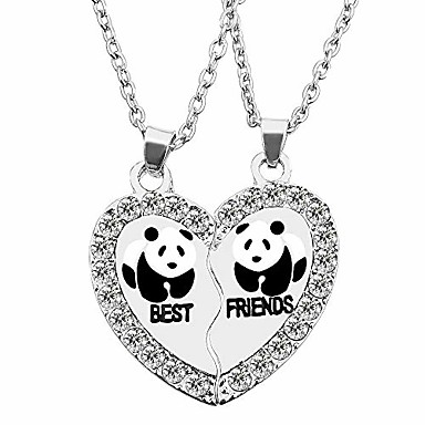 collar bff para 2, collares de mejores amigos, panda dividido, delfín, corazón de san valentín collares de amistad con diamantes de imitación grabado colgante-panda 8396163 2022 – €12.55