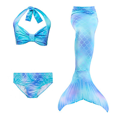 Le SSara Mermaid Tails for Swimming Girls Swimsuit Princess Bathing Suit Bikini 5pcs Set 3-12 Years No Monofin 