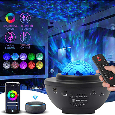 LED Night Light Projector Ocean Wave Galaxy Projector with Bluetooth Speaker 