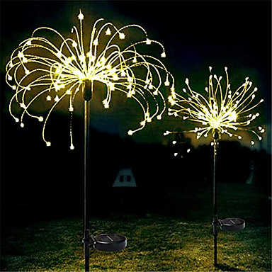 Solar LED Firework Lights Pathway Backyard Landscape Decorative Stake Lamps 