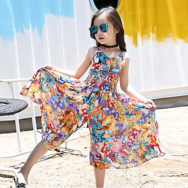 Baby Girl Casual Clothes Cotton Bohemia Long Sleeve Dress Floral Print Shirt Winter Overall for Kids 3-8 Years