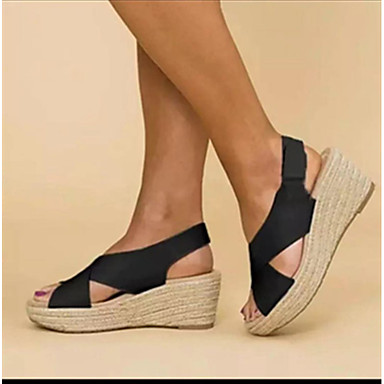 open toe ankle strap wedge heel elastic band plain platform sandals