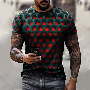 Mens Casual 3D Digital Print Tops Round Neck Short Sleeve Shirts T Shirt Blouse 
