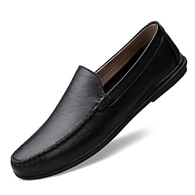 Men Hollow Out Driving Shoes Casual Cowhide Shoes Slip On Loafers Boat Shoes 