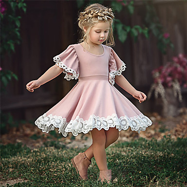 Guyay Toddler Girl Floral Dress Baby Little Girl Short Ruffle Sleeve Dress Flower Print Party Dress MIdi Dress