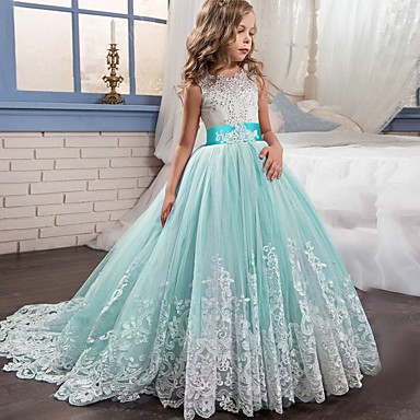 Kinder Mädchen Prinzessin Spitzen Kleid Party Tüll Hochzeit Blumen Festkleider