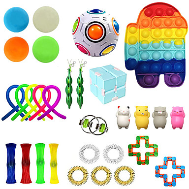 4pcs Fidget Simple Dimple Toys SetSensory Toy Autism Stress Relief Infinite cube 