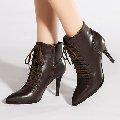 womens dark brown lace up ankle boots