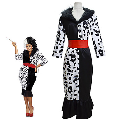 Once Upon a Time Cruella De Vil Dalmatian Dress Costume Regular Plus Size Pinup