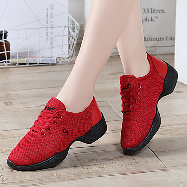 Women Fashion Genuine Leather Soft Outsole Jazz Dance Sneaker Square Dance Shoes 