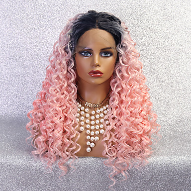 curly pink lace front wig