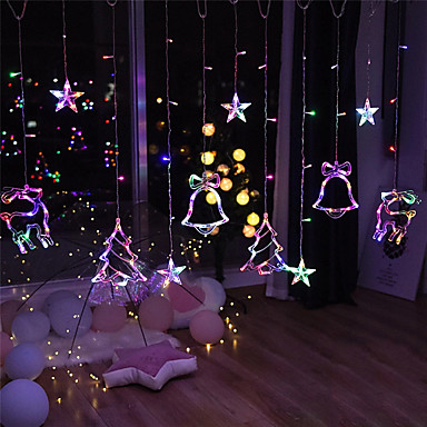 LED Deer Bells Curtain Light EU US Christmas Garland String Fairy Lights Outdoor 