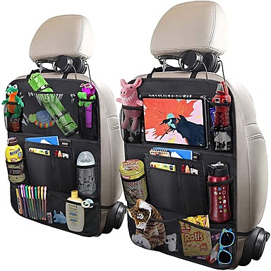 Car Organizer Back Seat Car Seat Protector Kick Mats Automotive Travel Accessories for Kids Toddlers 2 Pack Car Accessories Storage Organizer with Touchscreen Tablet Holder & Multi-Pocket 