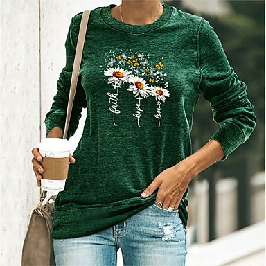 Women Long Sleeve T-Shirts Fashion Dandelions O-Neck Print Blouse Tops Sweatshirt E-Scenery