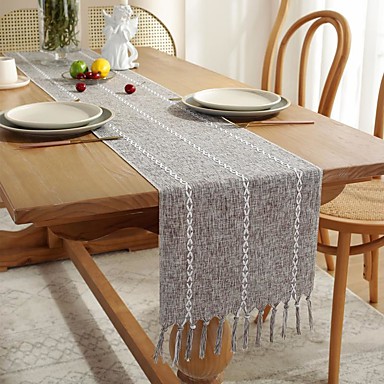Wood Grain Print Tablecloth Tea Cover Table Runner Placemat Cotton Linen Decor 