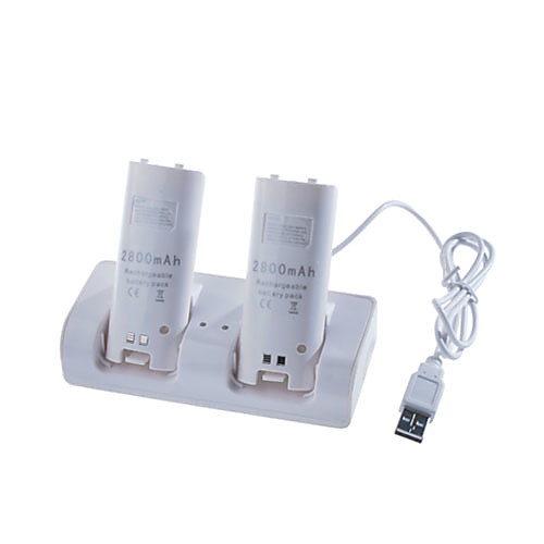 USB зарядки док / ПОВ / станция  два аккумулятора (2800mAh) для Wii