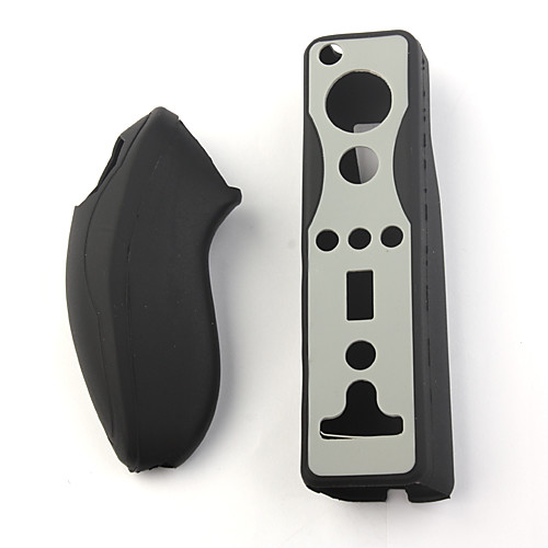 защитный силиконовый чехол / рукав для Nintendo Wii / Wii U игра пульта дистанционного управления и Nunchuk (черный)