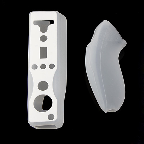 защитный силиконовый чехол / рукав для Nintendo Wii / Wii U игра пульта дистанционного управления и Nunchuk (прозрачный белый)
