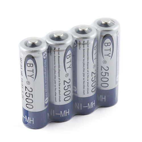 BTY 2500mAh NH-AA HR6 аккумуляторные батареи набор (4-упаковке)