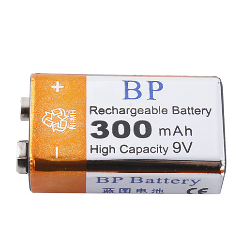 Перезаряжаемые батареики высокой емкости, BP 9V 300mAh