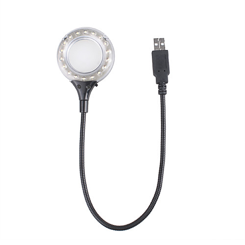 Лампа USB с 18 светодиодами и лупой, черный