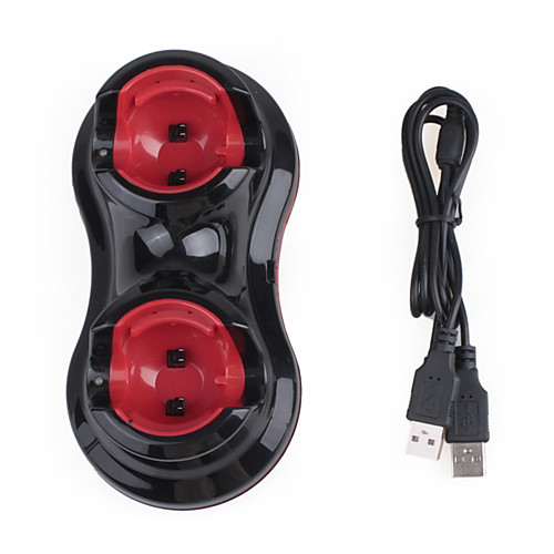двойное зарядное устройство для PS3 двигаться навигации контроллер (черный / красный)