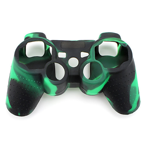 защитный камуфляж стиль силиконовый чехол для PS3 контроллер (зеленый и черный)
