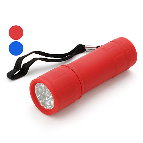 1-режим 9-светодиодный фонарик с ручной ремешок (3xAAA, разных цветов)