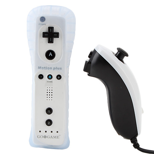 Двухцветный MotionPlus отдаленных и Nunchuk контроллер для Wii / Wii U с силиконовый чехол (ограниченный выпуск, черный и белый)