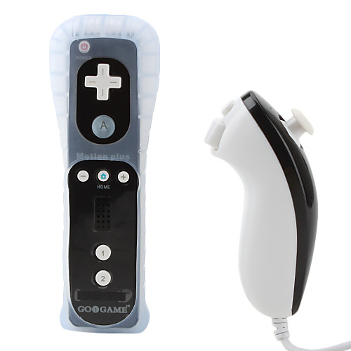 Двухцветный MotionPlus отдаленных и Nunchuk контроллер для Wii / Wii U с силиконовый чехол (белый и черный)