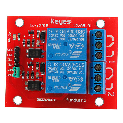 (Для Arduino) 2-канальный доску 5В реле модуля расширения